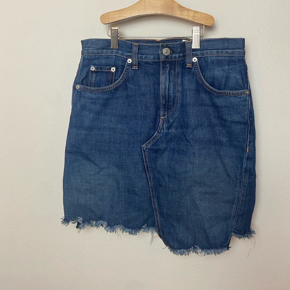rag & bone Blue Distressed Mini Skirt